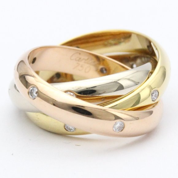 Polished CARTIER Trinity Ring 15PD Diamond TriColor 18K Gold BF558716 - Picture 6 of 9